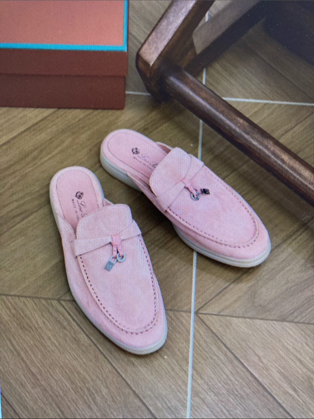 Loro Piana Blush Pink Suede Slip-On Loafer Mules - Picture 3 of 6